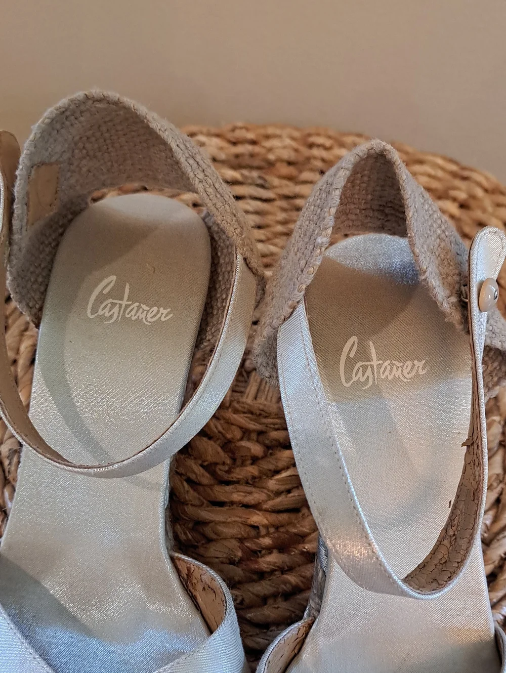 Castaner Womens Buti Summer Luxury Champange Silver Espadrille Sandals 40/9.5